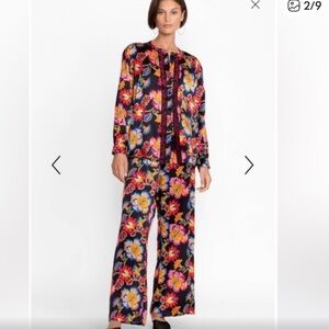 Johnny Was Vibrant Floral Wide Leg Pants